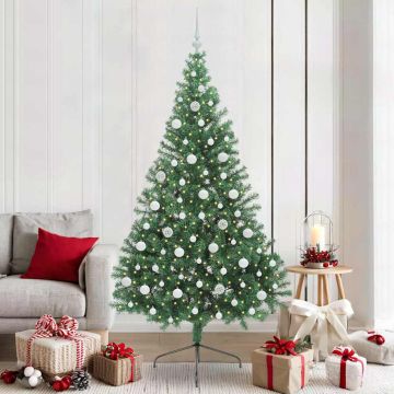 vidaXL Dirbtinis prieššventinis eglutė su šviesomis Žalia 210 cm PVC