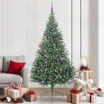 vidaXL Dirbtinis prieššventinis eglutė su šviesomis Žalia 210 cm PVC