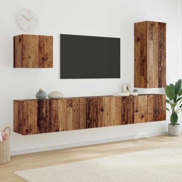 vidaXL Televizoriaus sieninis modulis 5 pcs Senovinis medis