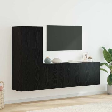 vidaXL Televizoriaus sieninis modulis 5 pcs Juodas ąžuolas
