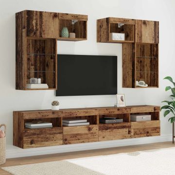vidaXL TV sieniniai vienetai 6 pcs Juodas ąžuolas Apdirbta mediena