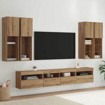 vidaXL TV sieninės spintos komplektas su LED apšvietimu su LED 7 pcs