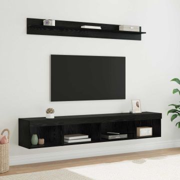 vidaXL TV sieninio kabineto komplektas su LED 5 pcs Juodas ąžuolas