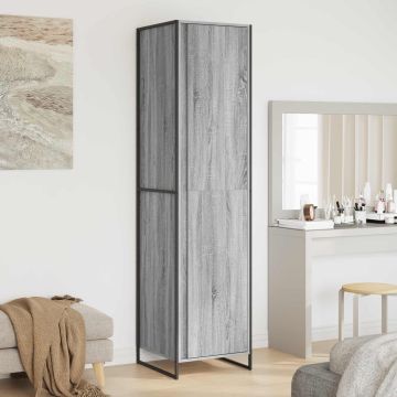 vidaXL Spinta 2 pcs Pilkas Sonoma 50 x 50 x 200 cm Apdirbta mediena