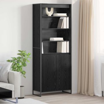 vidaXL Aukšti spintelės 2 pcs Juodas ąžuolas 79 x 36 x 200 cm