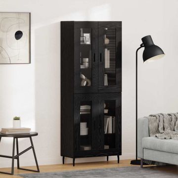 vidaXL Aukštas spintelė 2 pcs Juodas ąžuolas