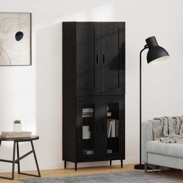 vidaXL Aukštas spintelė 2 pcs Juodas ąžuolas Apdirbta mediena