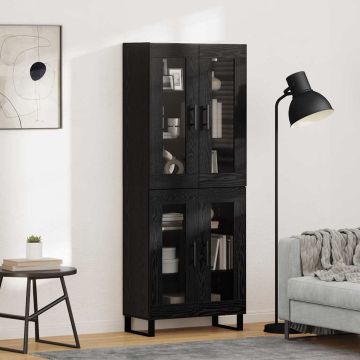 vidaXL Aukštas spintelė 2 pcs Juodas ąžuolas