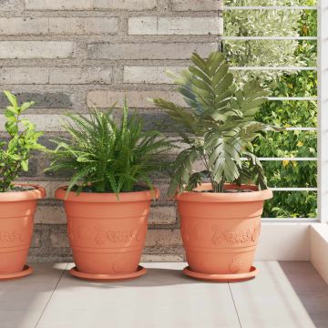 vidaXL Augalų vazonai 6 pcs Raudona plyta Ø 26 x 21.5 cm Plastmasė