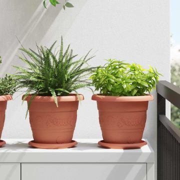 vidaXL Augalų vazonai 24 pcs Raudona plyta Ø 26 x 21.5 cm Plastmasė