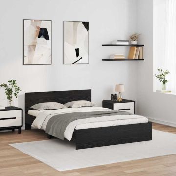 vidaXL Lovos rėmas Juodas ąžuolas 140 x 190 cm Apdirbta mediena