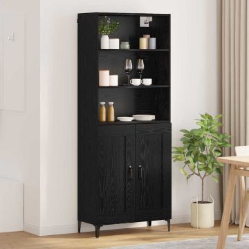 vidaXL Aukštas spintelė 2 pcs juoda ąžuolo Apdirbta mediena