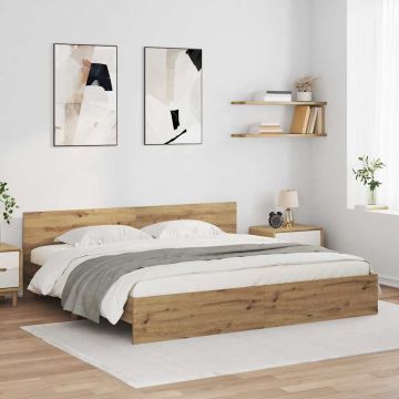 vidaXL Lovos rėmas Amatininkų ąžuolas 200 x 200 cm Apdirbta mediena