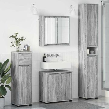 vidaXL Vonios baldų rinkinys 4 pcs Pilkas Sonoma Apdirbta mediena