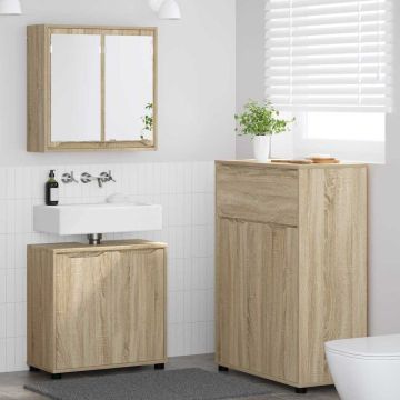 vidaXL Vonios baldų rinkinys 3 pcs Sonoma ąžuolas Apdirbta mediena