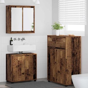 vidaXL Vonios baldų rinkinys 3 pcs Senovinis medis Apdirbta mediena