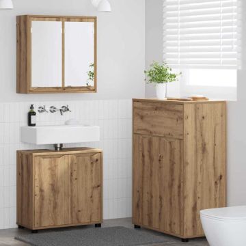 vidaXL Vonios baldų rinkinys 3 pcs Amatininkų ąžuolas Apdirbta mediena