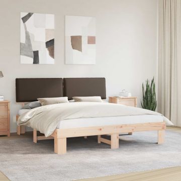 vidaXL Lovo rėmas su apmuštu galvūgaliu Taupe 180 x 200 cm