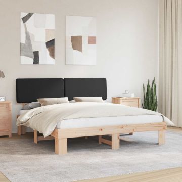 vidaXL Lovo rėmas su apmuštu galvūgaliu Juoda 180 x 200 cm