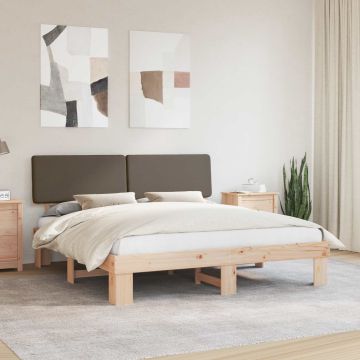 vidaXL Lovo rėmas su apmuštu galvūgaliu Taupe 180 x 200 cm