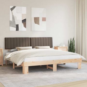 vidaXL Lovo rėmas su apmuštu galvūgaliu Taupe 200 x 200 cm