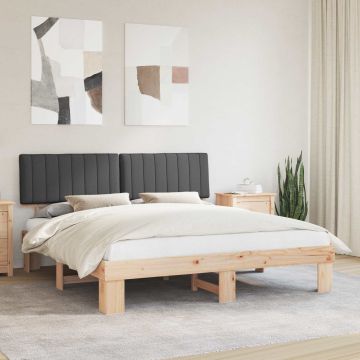 vidaXL Lovo rėmas su apmuštu galvūgaliu Tamsiai pilka 180 x 200 cm