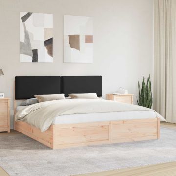 vidaXL Lovo rėmas su apmuštu galvūgaliu Juoda 200 x 200 cm