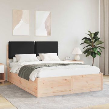 vidaXL Lovo rėmas su apmuštu galvūgaliu Juoda 140 x 190 cm