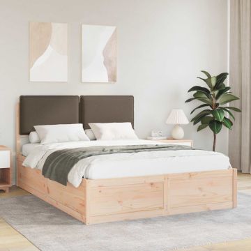 vidaXL Lovo rėmas su apmuštu galvūgaliu Taupe 140 x 190 cm