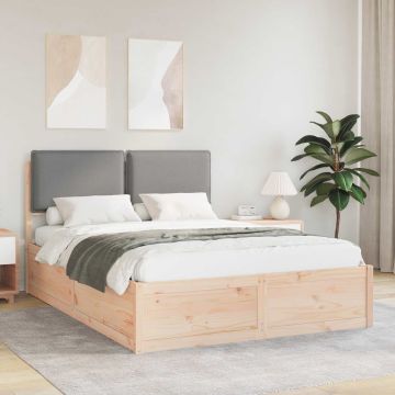 vidaXL Lovo rėmas su apmuštu galvūgaliu Šviesiai pilka 135 x 190 cm