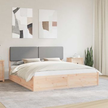 vidaXL Lovo rėmas su apmuštu galvūgaliu Šviesiai pilka 200 x 200 cm
