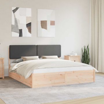 vidaXL Lovo rėmas su apmuštu galvūgaliu Tamsiai pilka 200 x 200 cm