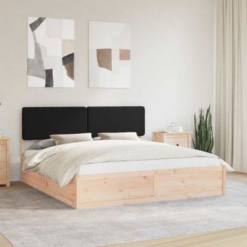 vidaXL Lovo rėmas su apmuštu galvūgaliu Juoda 200 x 200 cm