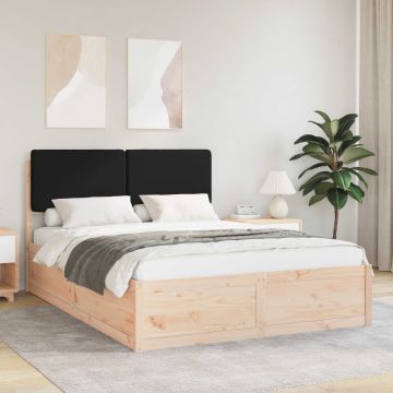 vidaXL Lovo rėmas su apmuštu galvūgaliu Juoda 150 x 200 cm