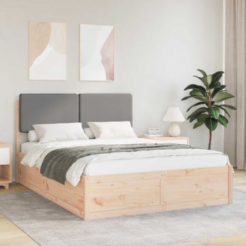 vidaXL Lovo rėmas su apmuštu galvūgaliu Šviesiai pilka 135 x 190 cm