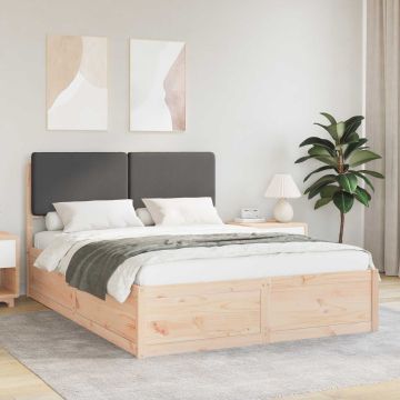 vidaXL Lovo rėmas su apmuštu galvūgaliu Tamsiai pilka 135 x 190 cm