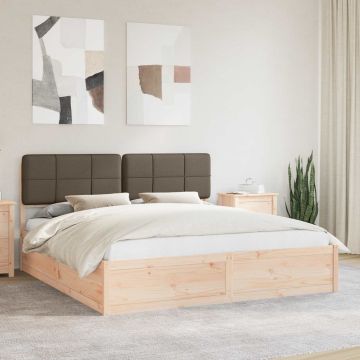 vidaXL Lovo rėmas su apmuštu galvūgaliu Taupe 200 x 200 cm