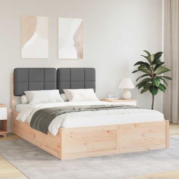 vidaXL Lovo rėmas su apmuštu galvūgaliu Tamsiai pilka 140 x 200 cm
