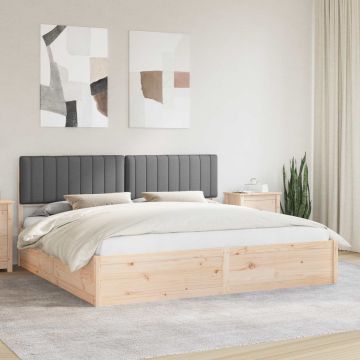 vidaXL Lovo rėmas su apmuštu galvūgaliu Tamsiai pilka 200 x 200 cm