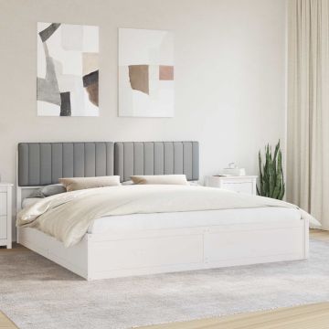 vidaXL Lovo rėmas su apmuštu galvūgaliu Šviesiai pilka 200 x 200 cm