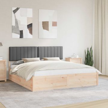 vidaXL Lovo rėmas su apmuštu galvūgaliu Tamsiai pilka 180 x 200 cm