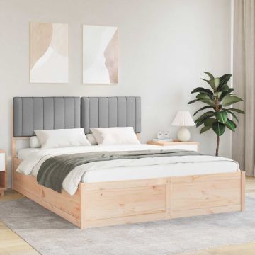 vidaXL Lovo rėmas su apmuštu galvūgaliu Šviesiai pilka 160 x 200 cm