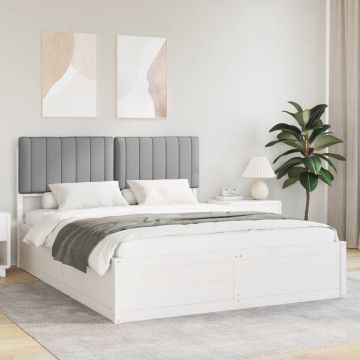 vidaXL Lovo rėmas su apmuštu galvūgaliu Šviesiai pilka 150 x 200 cm