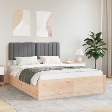 vidaXL Lovo rėmas su apmuštu galvūgaliu Tamsiai pilka 140 x 200 cm