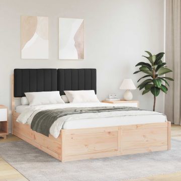 vidaXL Lovo rėmas su apmuštu galvūgaliu Juoda 140 x 200 cm