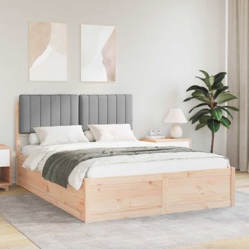 vidaXL Lovo rėmas su apmuštu galvūgaliu Šviesiai pilka 140 x 190 cm