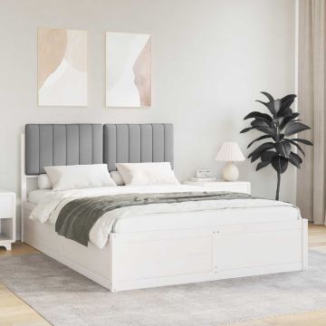 vidaXL Lovo rėmas su apmuštu galvūgaliu Šviesiai pilka 140 x 190 cm