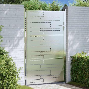 vidaXL Sodo vartai su užraktu Sidabro 85 x 144 cm Nerūdijantis Plienas