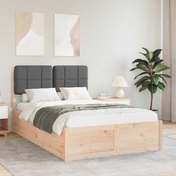 vidaXL Lovo rėmas su apmuštu galvūgaliu Tamsiai pilka 120 x 200 cm