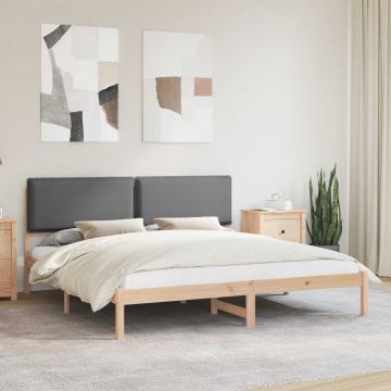vidaXL Lovo rėmas su apmuštu galvūgaliu Tamsiai pilka 200 x 200 cm